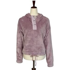 Hollister Faux Fur Hoodie XS Dusty Pink Cropped Cozy Gift NWT